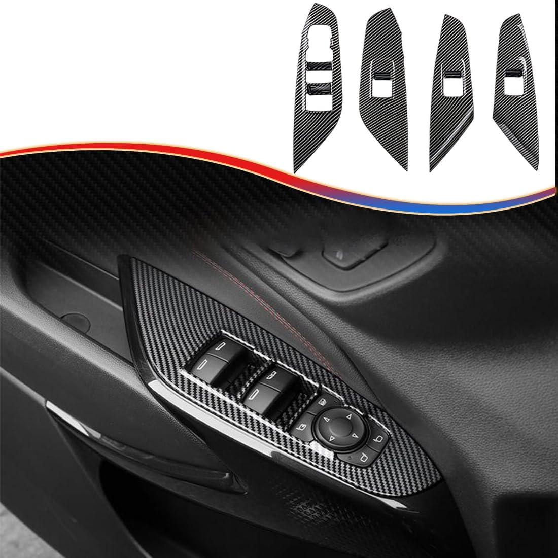 Armrest Window Switch Panel Cover, for Chevrolet Trax 2024 2025 2026 Door Window Control Panel Cover Car Sport Interior Accessories -Wine Red