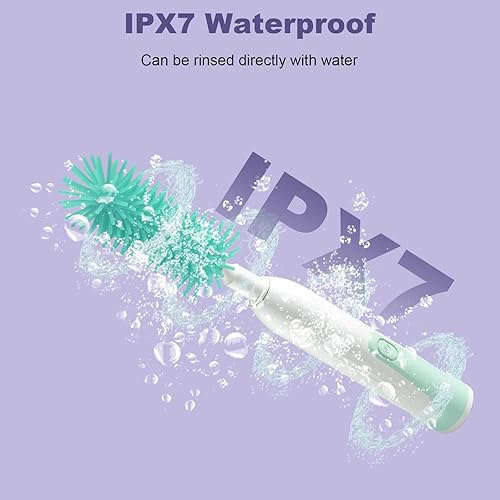 Miniatura 5 de Mutilife Juego de limpiador eléctrico de cepillo para biberones con función de agitación de leche en polvo, kit de cepillo de silicona recargable