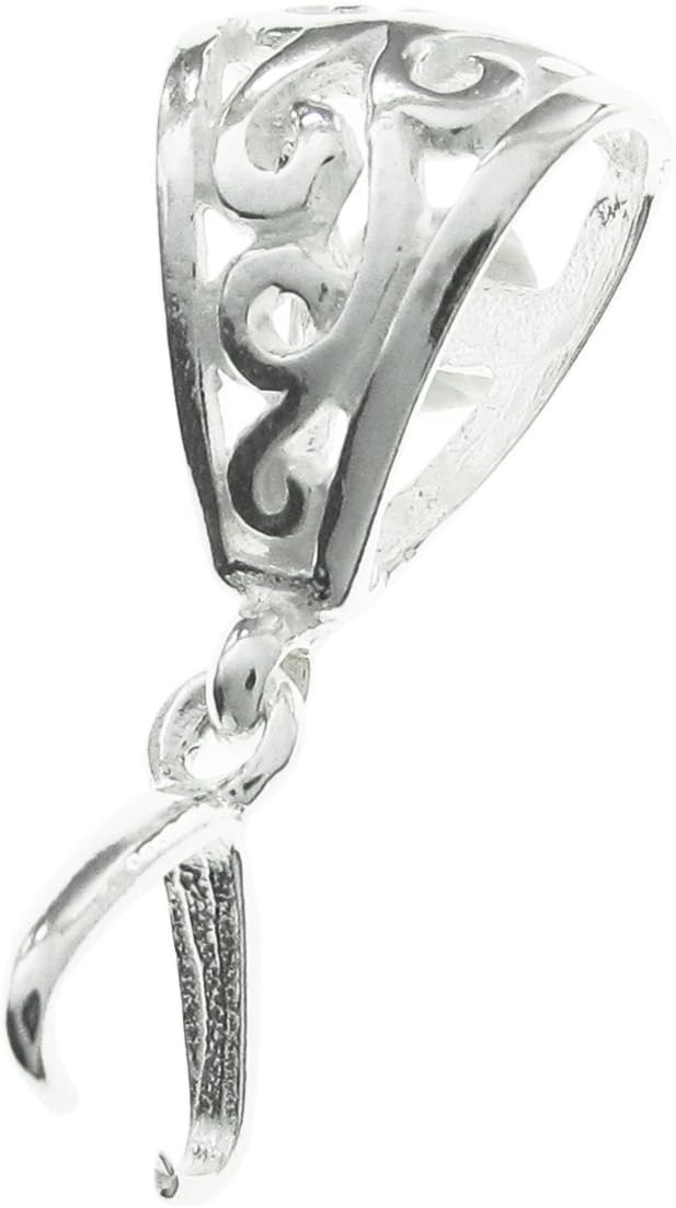 Dreambell 2 pcs .925 Sterling Silver Filigree Bali Flower Slide Bail Clasp Pendant Connector Large/Small/Findings/Bright