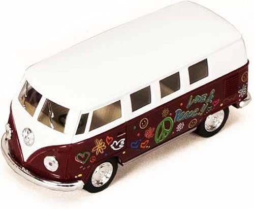 Miniatura 4 de KiNSMART Volkswagen Classic Bus 1962 escala 1:32 5 pulgadas, modelo de metal fundido a presión de juguete (4 juegos de potencia floral)