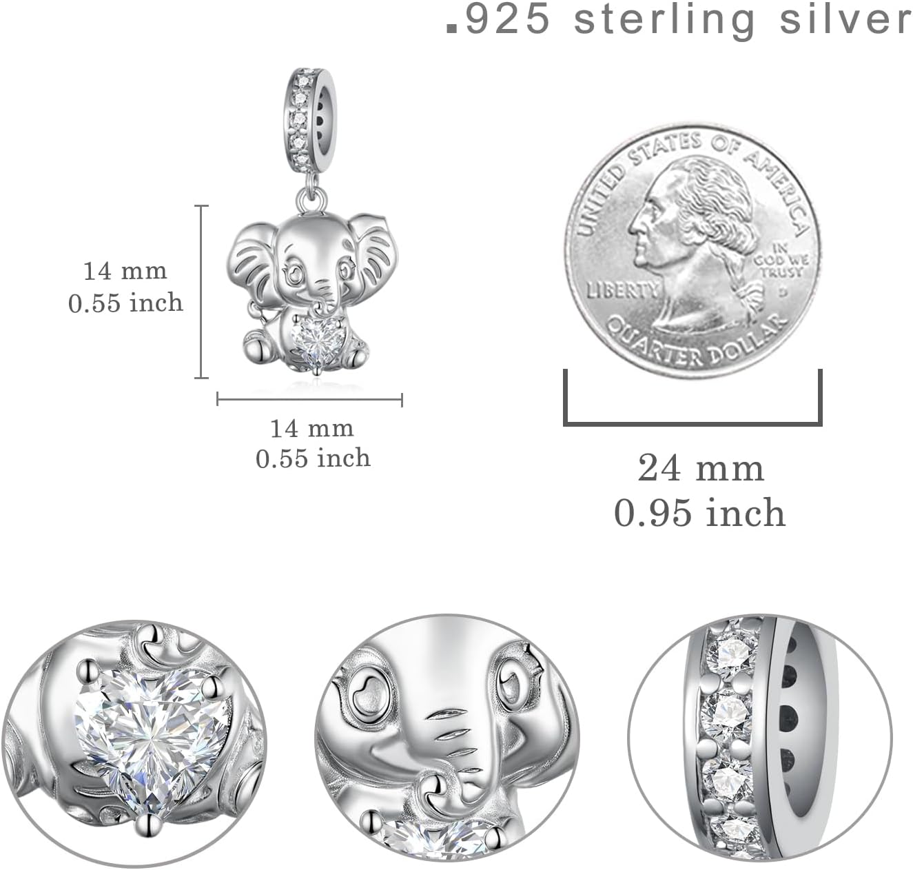 Elephant Charms for Bracelets 925 Sterling Silver Cute Animals Charm Bead Elephant Jewelry Gifts for Women - Image 4