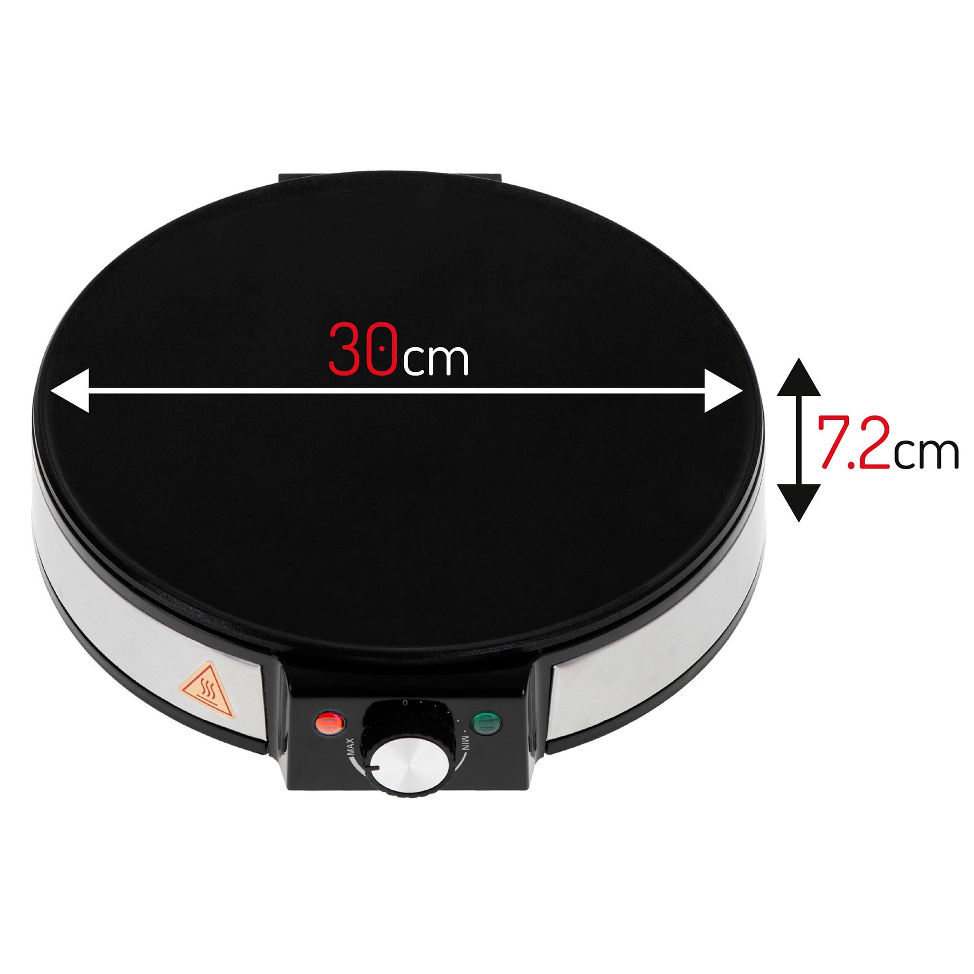 briebe CM1137 Crepera, Máquina de hacer Crepes, Tortitas, Panqueques, Plato 30cm de Diámetro, Placa Antiadherente, Temperatura Regulable, 1600 W, Color Negro