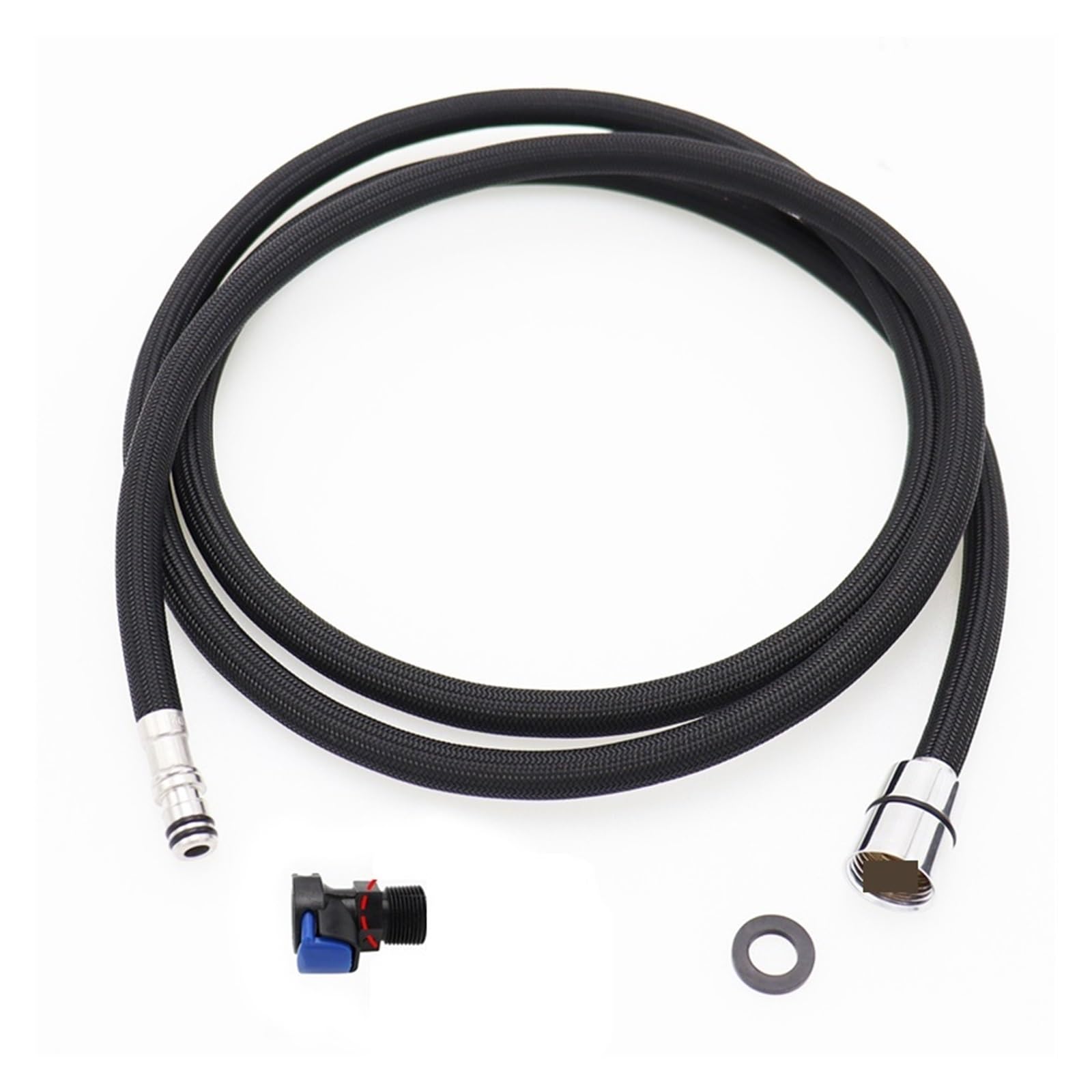 Sparklwleaf Black Faucet Pull Out Hose 150/180/300Cm Kitchen Faucet Hose Replacement Pull Out Nylon Braided Flexible Plumbing G1/2 M15 Tube Accessory(,300Cm)
