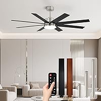 Vista 11 de Ventiladores de techo modernos con luces, ventilador de techo de 84 pulgadas con luz y control remoto, sala de estar, biblioteca, cafetería