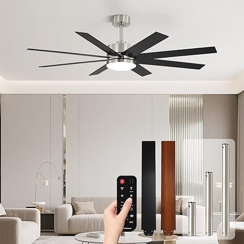 Miniatura 11 de Ventiladores de techo modernos con luces, ventilador de techo de 100 pulgadas con luz y control remoto, sala de estar, biblioteca, cafetería,