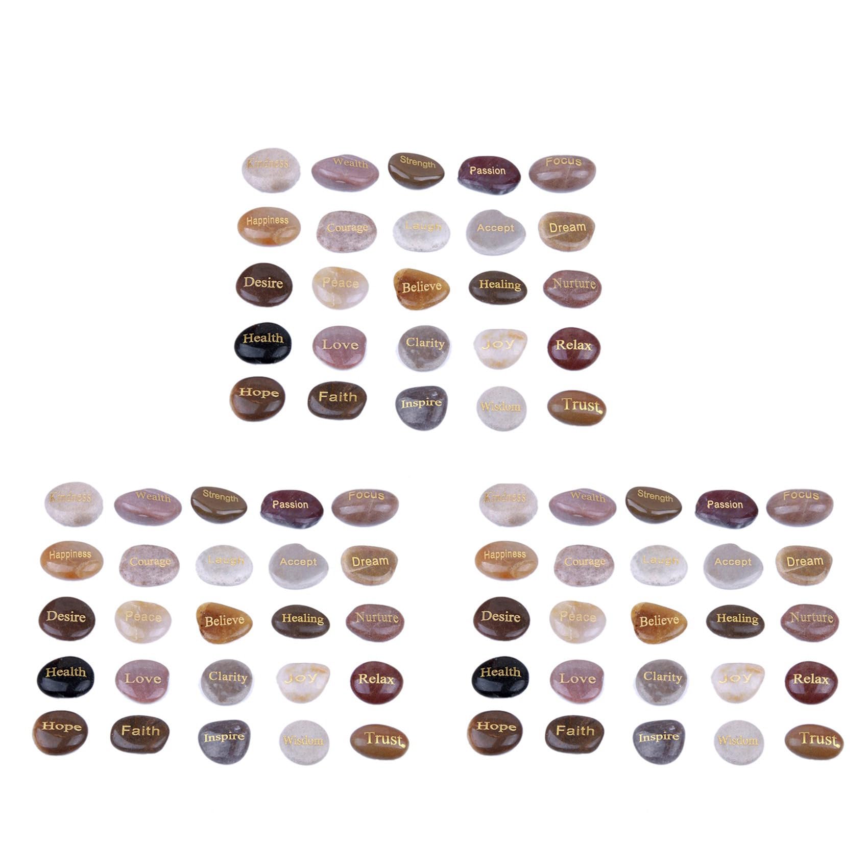 Vjsujehgy 75 Engraved Inspirational Stones with Words of Encouragement Gold Engraved Stones