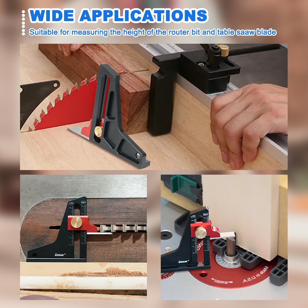 Misuratore di Altezza in Lega di Alluminio 0-50 mm Righello per Misurazione Profondità Lavorazione Legno Mitra