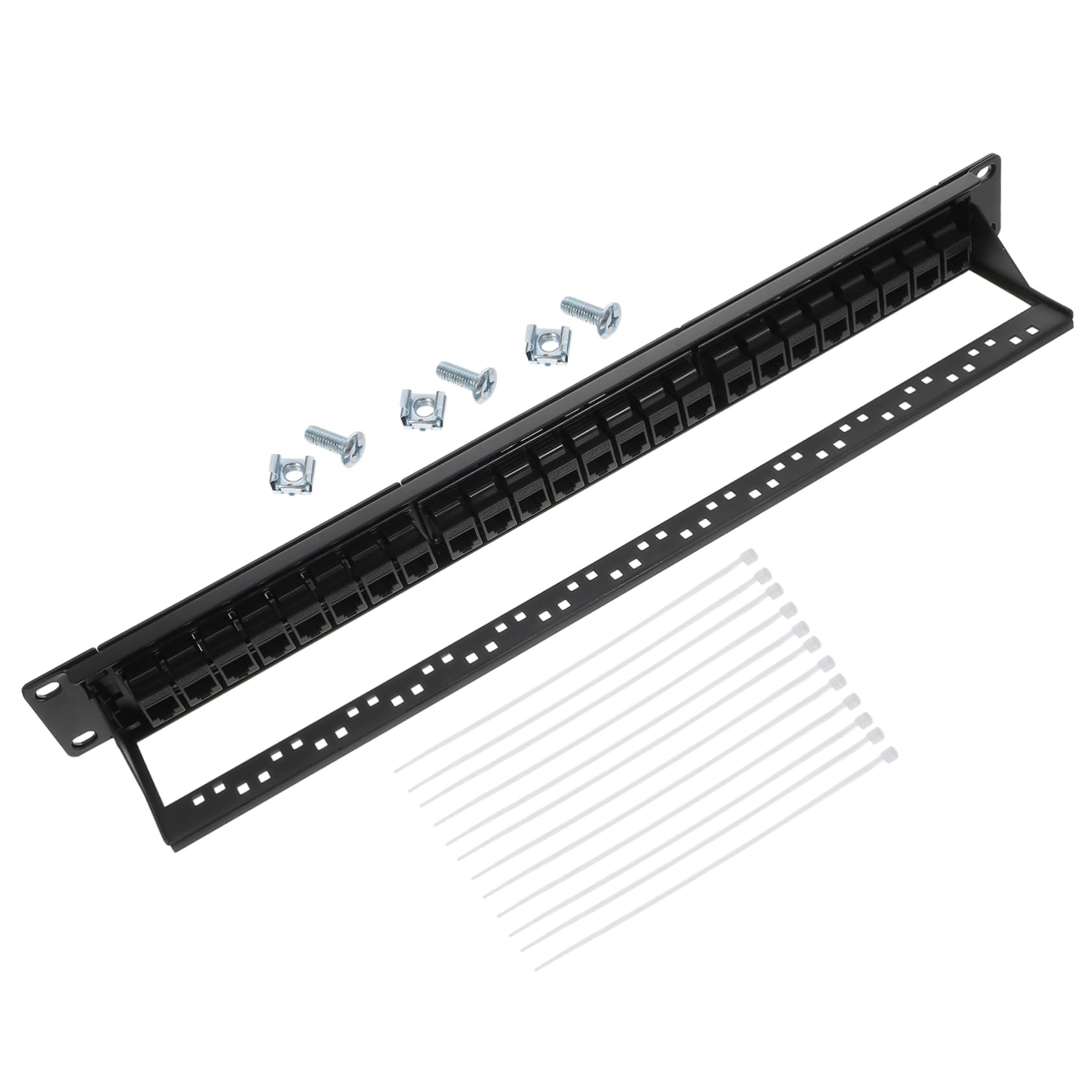 Panneau de Brassage Réseau 24 Ports Cat5e Noir en Plastique