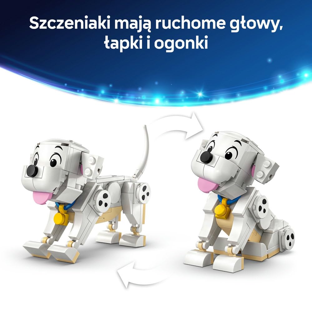 LEGO ǀ Disney Classic 101 dalmatyńczyków — Szczeniaczki Szczęściarz i Penny, zabawka konstrukcyjna, pomysł na prezent dla 6-latki, dziewczynki i chłopca, fanów klasycznych filmów i piesków 43271