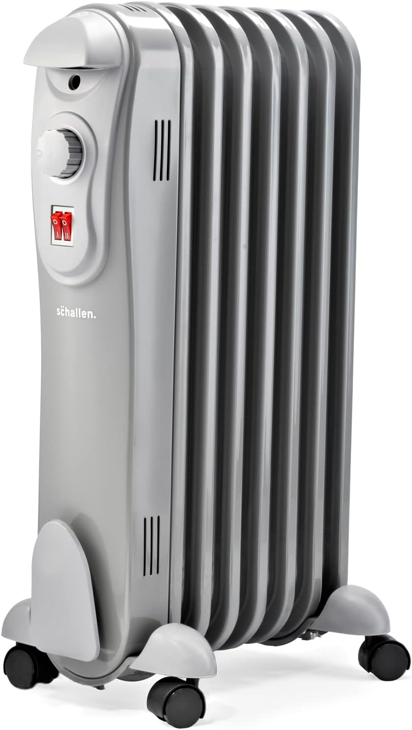 Schallen 1500W 7 Fin Portable Electric Slim Oil Filled Radiator Heater
