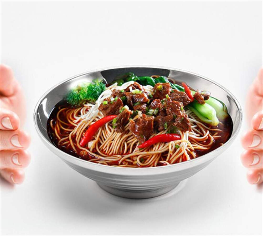 Générique Bol à Ramen Japonais, Bol en Acier Inoxydable, Bol de Service sous Vide Double Couche Anti-brûlure, Bol à mélanger, Bols à Soupe, céréales et Nouilles