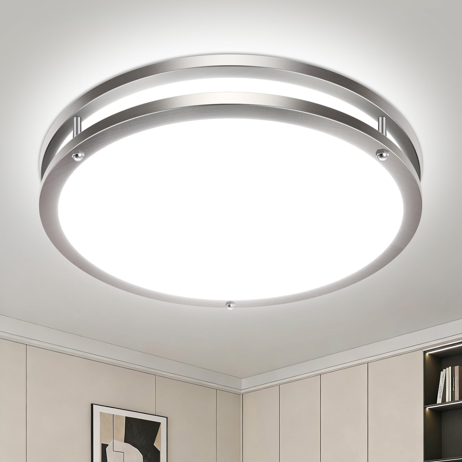 libtit 13-Inch Flush Mount Ceiling Lights, Dimmable 3000K-6500K Adjustable LED Ceiling Light