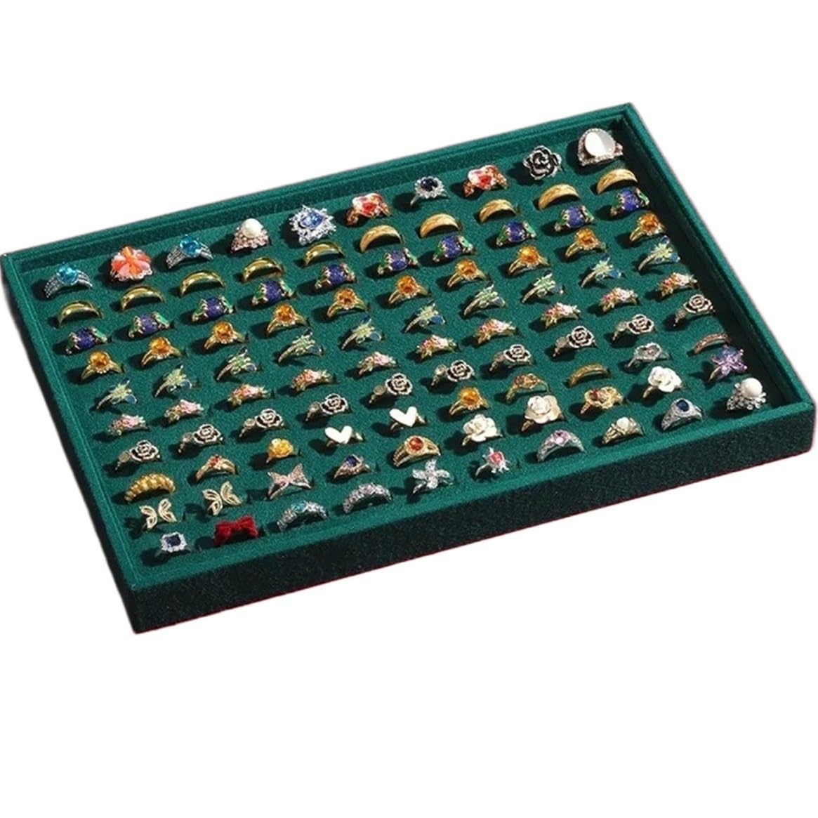ZNJAMN 1pcs Ring Tray Jewelry Store Display Plate Holder Accessories Storage Dish for Ring(Green)