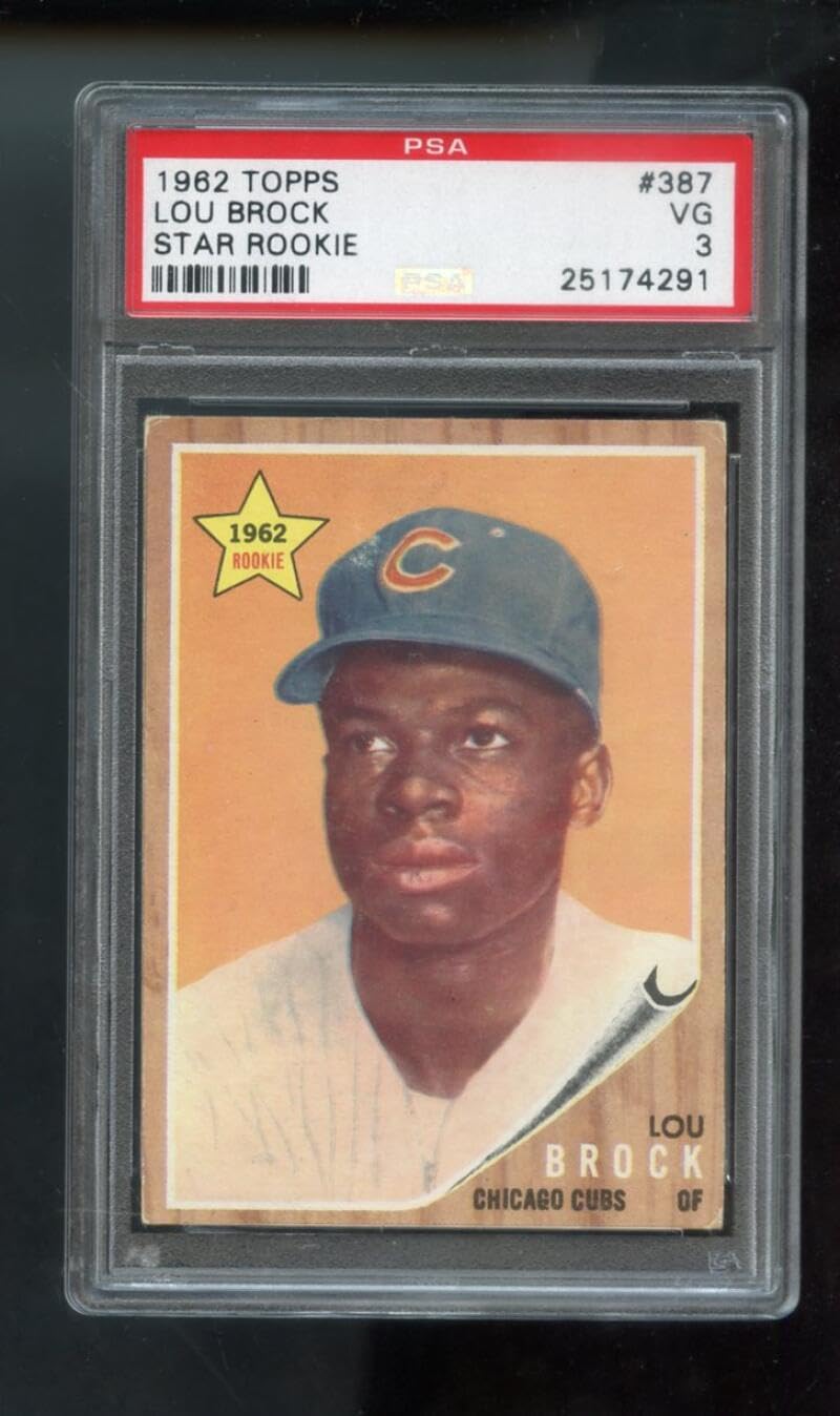 1962 Topps #387 Lou Brock ROOKIE RC PSA 3 Graded Baseball Card MLB Chicago Cubs