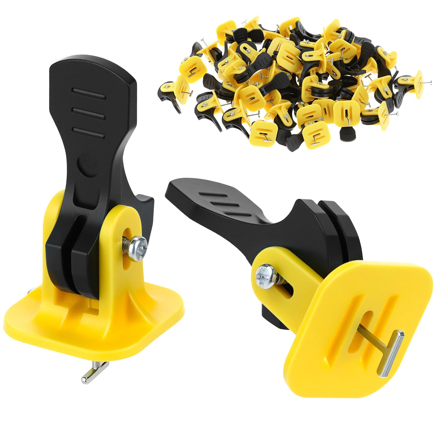 QWORK Tile Leveling System Kit, 100 Pcs Reusable Levelers, Floor Leveling Compounds 1/8", Steel Pin Tlie Tools, for 2mm to 4mm Tile Gaps, 8mm to 12mm