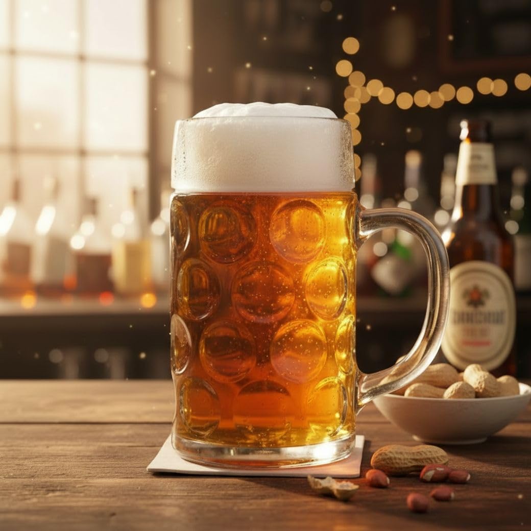 Bar Box Premium Crystal Clear Party Jumbo Glass Beer Mug Glass Beers Mugs Beverages with Handle | Your Home Bar Gift for Men Dad Brother Husband Son Boyfriend Friends Birthday & Anniversary (1000ml) 1