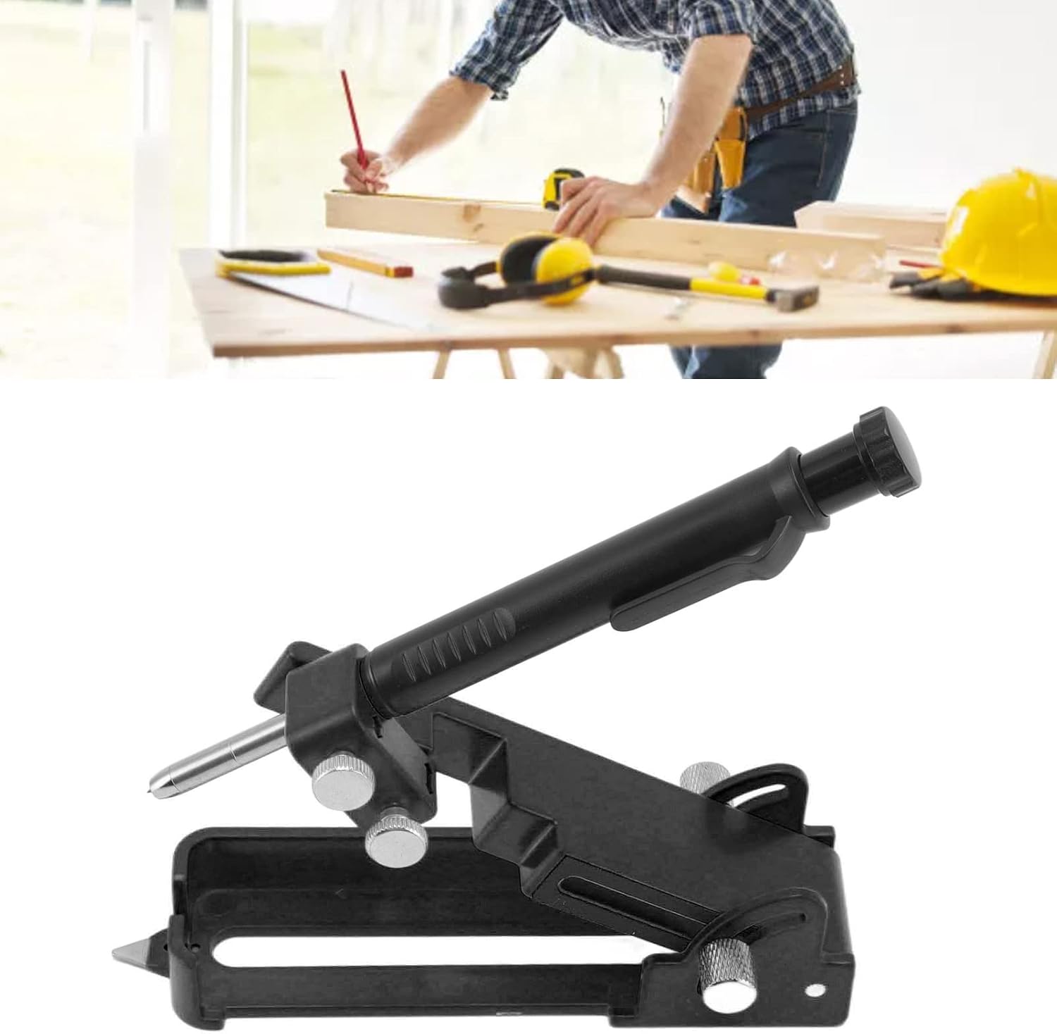Multifunction Scribing Tool, Aluminum Alloy Construction Pencil, DIY Woodworking Marking Gauge - Adjustable Handle, Four Modes, Durable and Precise for Home and Professional Use (Black)