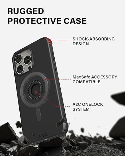 Miniatura 8 de A2C Kit de soporte de teléfono de bicicleta ultra seguro de una cerradura con funda MagSafe para iPhone 16 Pro Max - Bloqueo y liberación 1s,