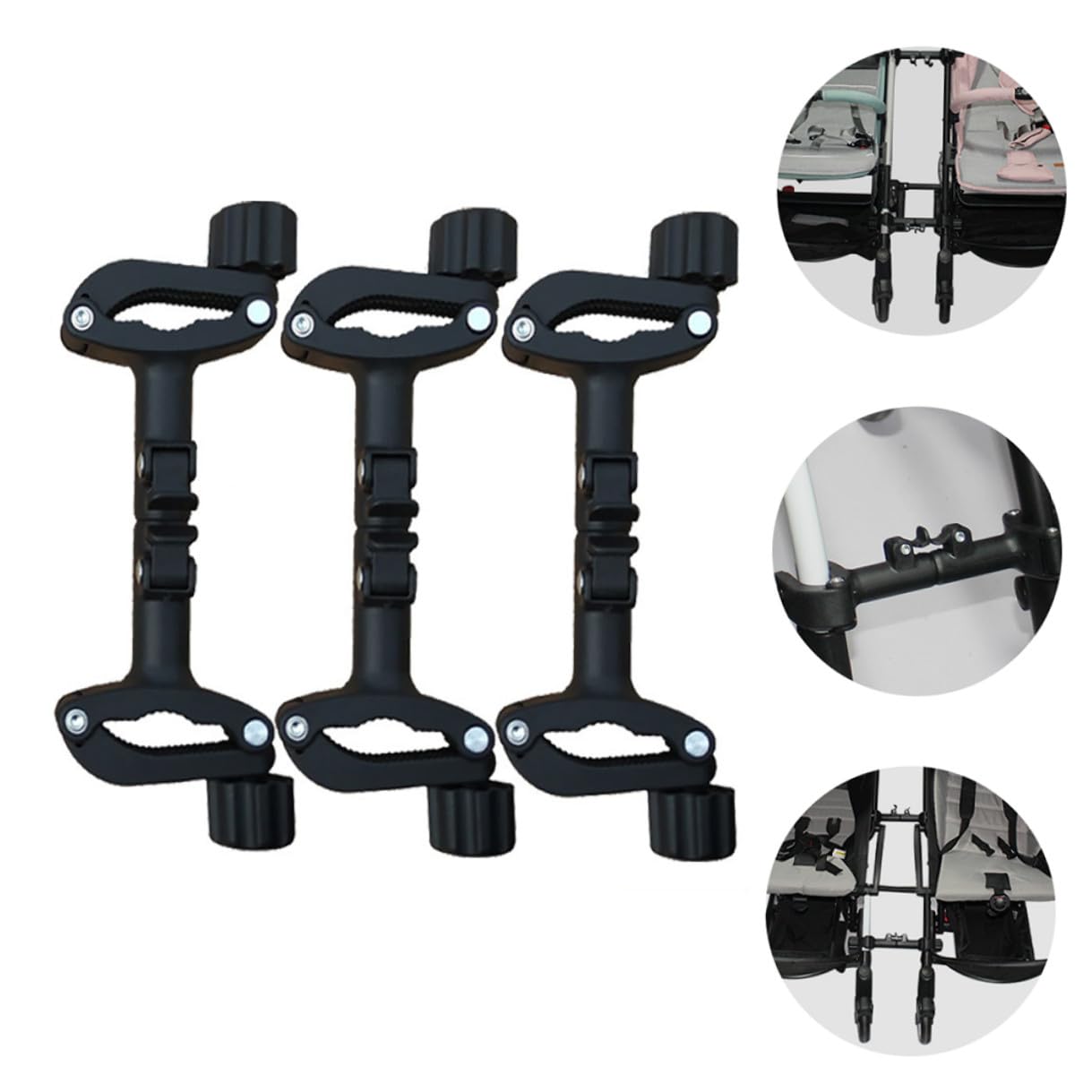 MERRYHAPY Detachable Twin Stroller Connector Adjustable Pushchair Connector for Outdoor Walking Lightweight Iron Plastic Stroller Accessory
