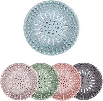 ARQIVO Silicone Hair Catcher Drain Cover, Shower Drain Cover, Drain Protector Filter, Kitchen Drain Stopper Sink Filter, Sewer Drain Strainer for Bathroom Kitchen Bathtub (Pack of 5)