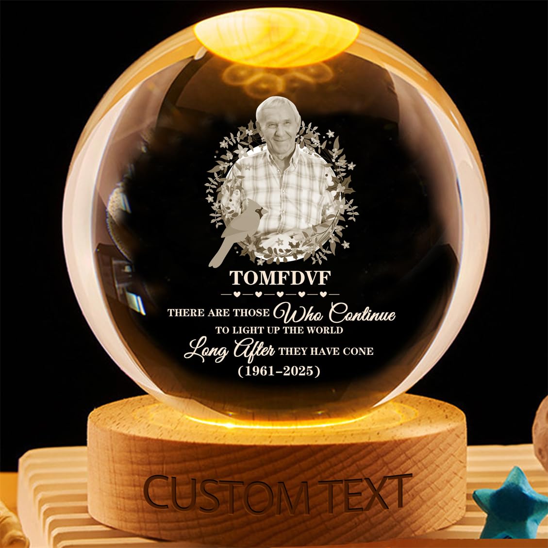 Personalized Memorial Photo Crystal Globe Lamp Custom Loss of Loved Ones Crystal Night Light There Are Those Who Continue To Light Up The World Long After They Have Gone Sympathy Gift for Family