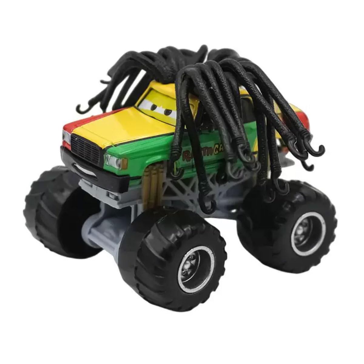 yuanpulalala Movies Cars 2 3 Curz Black Storm Jackson McQueen Mater I Screamer Archbishop Giant Wheels Metal Diecast Friction Powered Truck Toy (Rasta