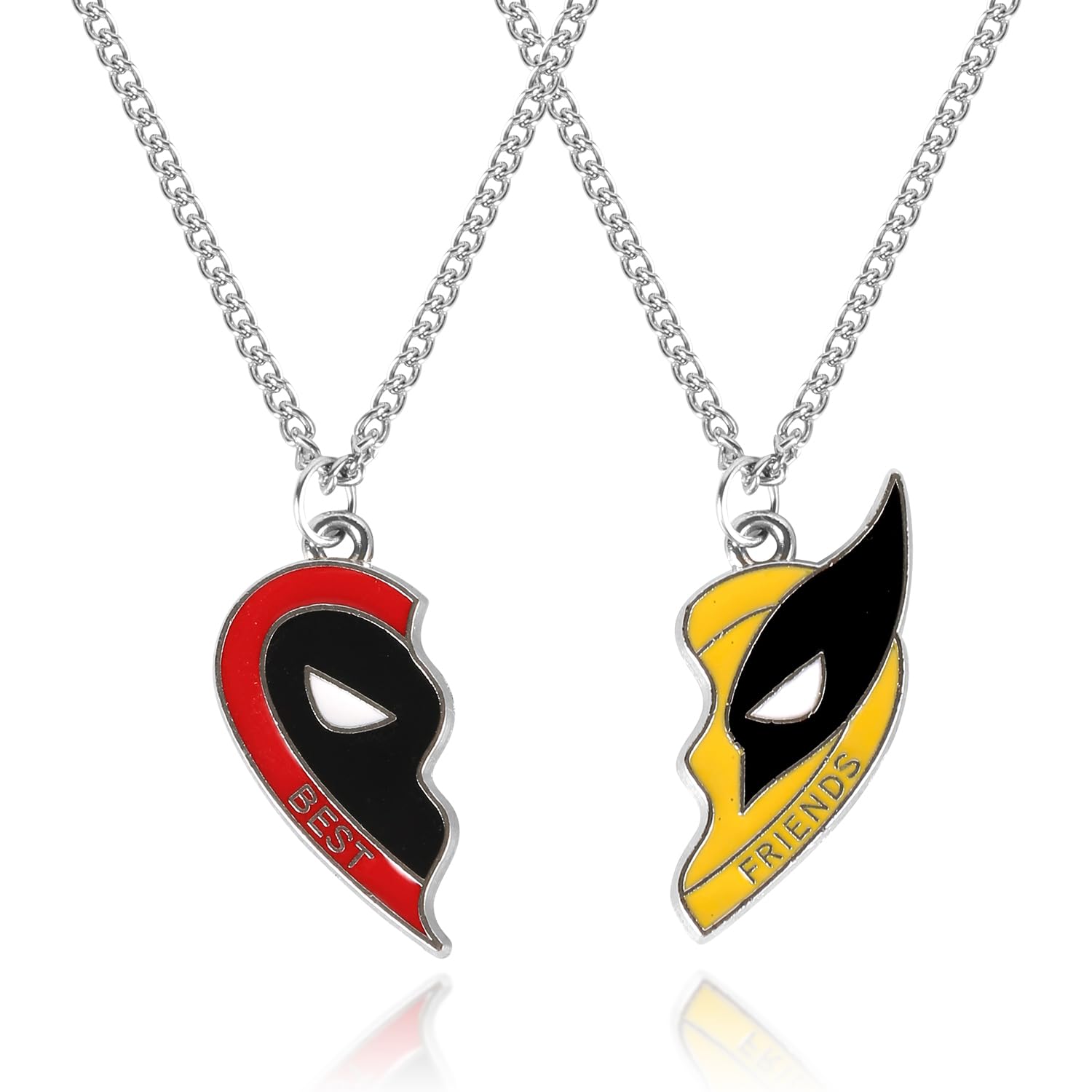 2pcs Best Friend Necklace, Half Heart Friendship Necklace for 2 Superhero Styles Love BFF Jewelry Gift for Men Women Boys Girls