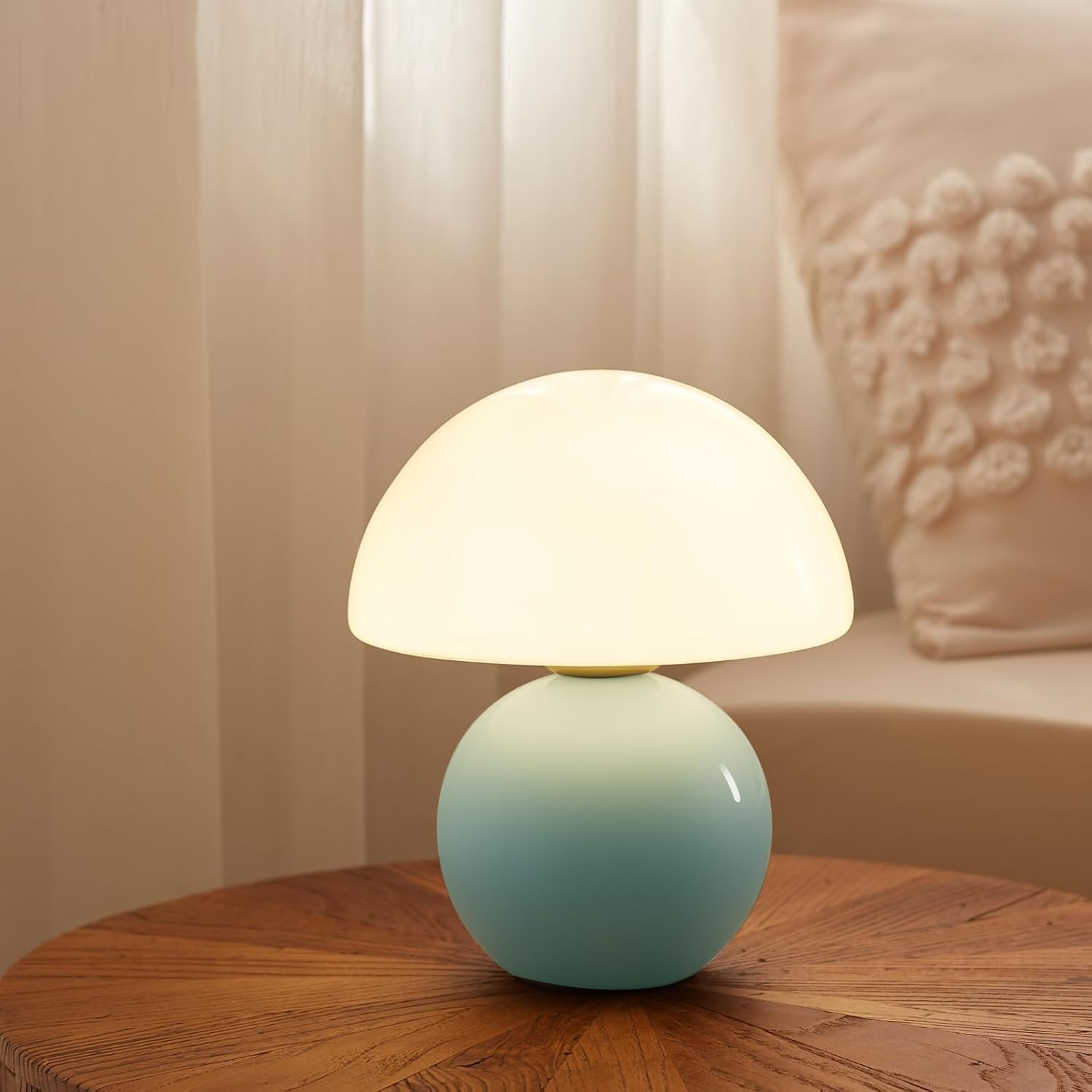 Dawnwake Mushroom Lamp Table Lamp for Bedroom,Desk Bedside Small Lamps for Living Room Night Stands,Mushroom Decor Cute Mini Modern Mid Century Lamps,Unique Aesthetic Home Living Room Decor(Blue)
