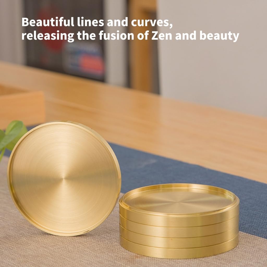 5Pcs Brass Coaster Round Storage Tray Jewelry Display Plate Heat Insulation Mat