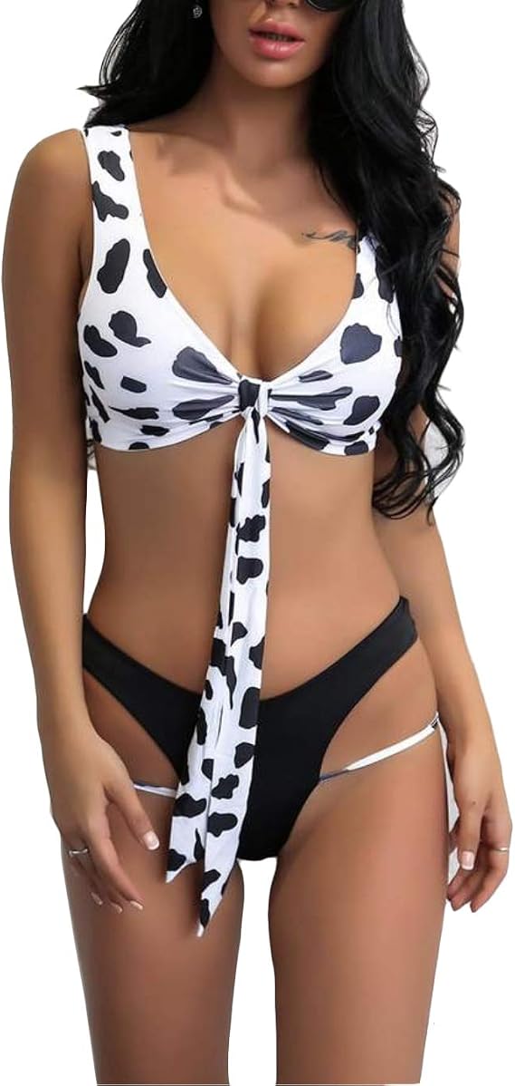 Traje de baño de dos piezas con estampado de vaca para mujer : Ropa,  Zapatos y Joyería - Amazon.com