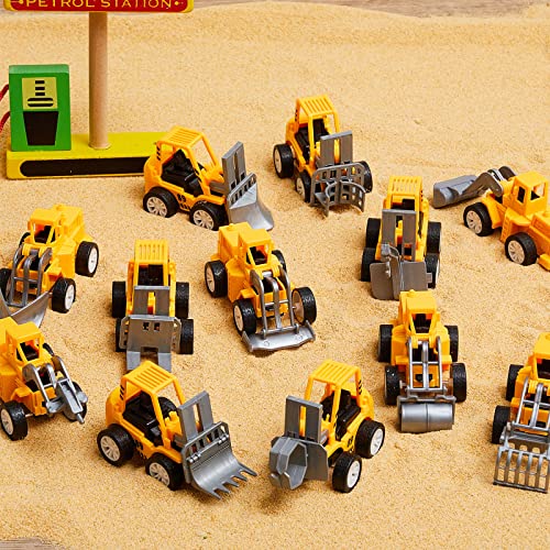 12 Pcs Construction Party Favors Engineering Trucks Small Digger Truck Toys Christmas Gifts Pull Back Vehicles Mini Excavator Toy Car Set for Kids Birthday Boys Girls Stocking Stuffers (Full Set)