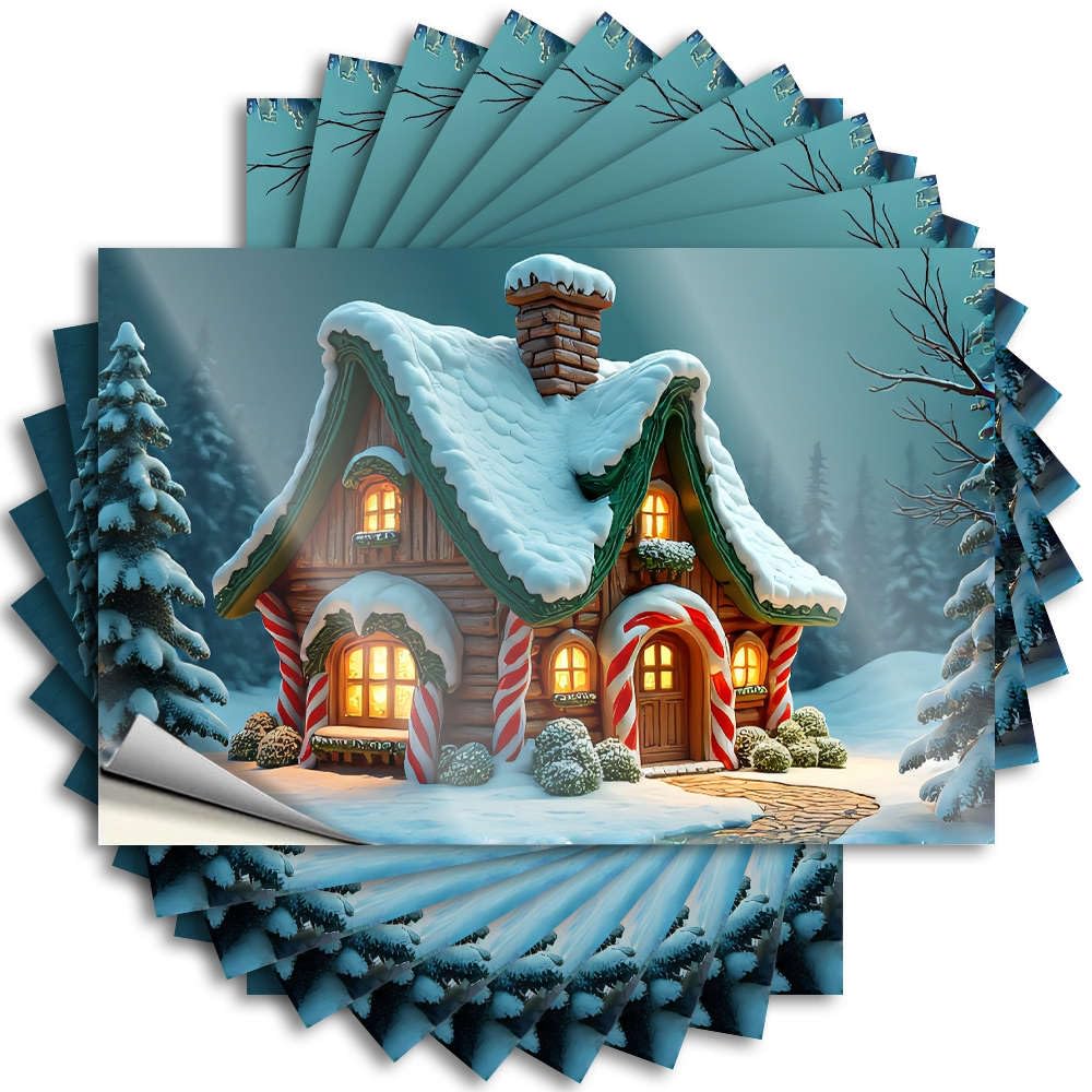 Fzfn Colour Mini Quote, Cool Bathroom Stuff Hard A Cozy, Snow-Covered Cabin With Candy Cane Decorations. | Funny Quote Paw Decals(12X18cm)