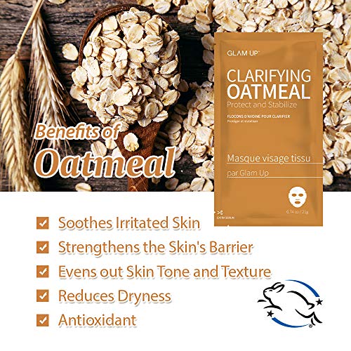 Glam Up Sheet Mask Clarifying Oatmeal (10 Sheets) - Smooths Skin Texture #TOP1