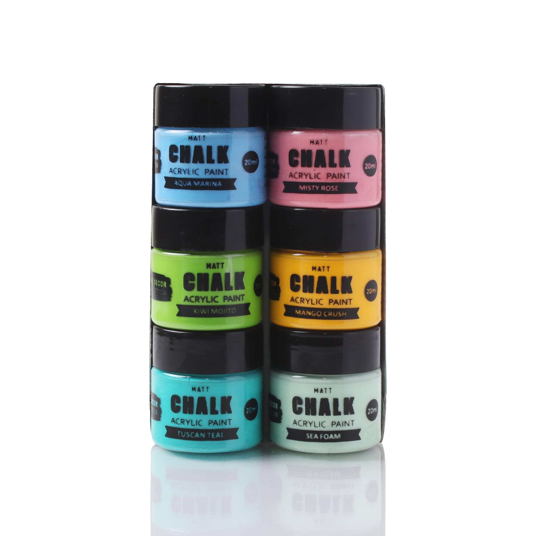Home Decor Chalk Paint - 6Pcs X 20Ml 1 Kit (Colour Fusion) | Chalk Paint for Canvas, Wood Furniture, Wall, Home Decor, Glass, Terracotta Pots | Multi Surface Paint