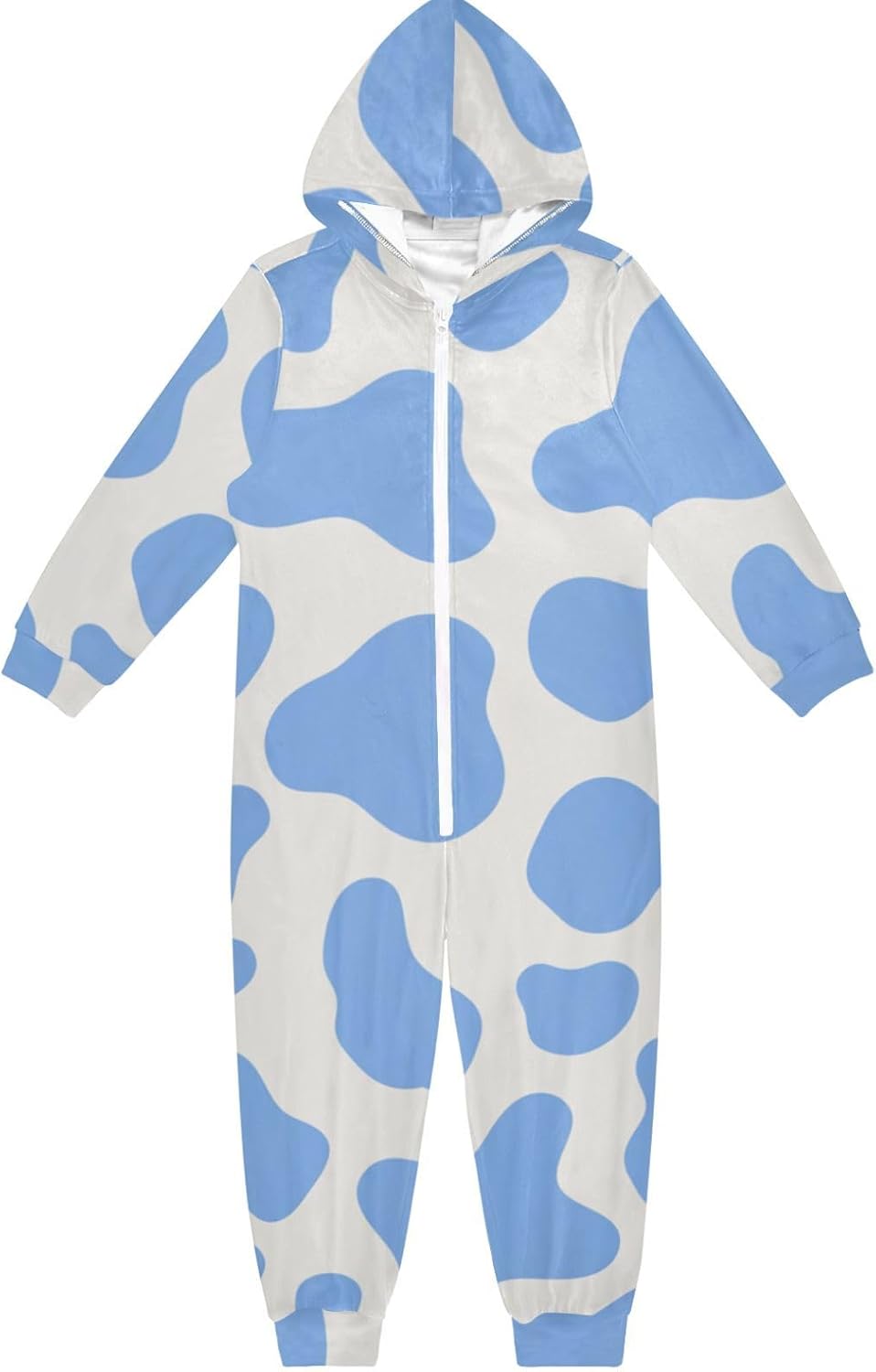 Cow Prints Blue Pastel Soft Warm Sleepwear Holiday Pajamas Hooded Loungewear Sleepwear for Christmas Home