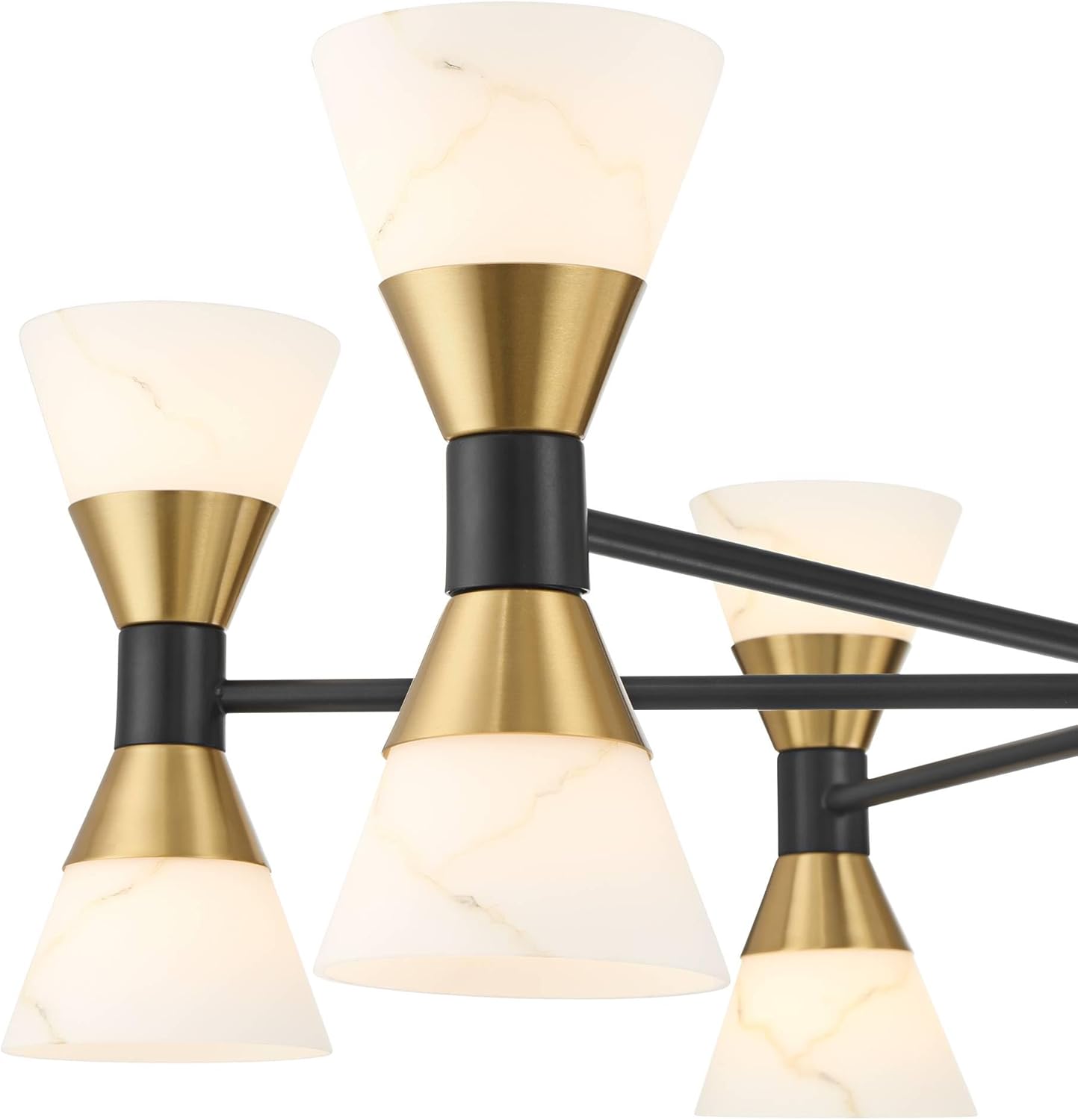 Possini Euro Design Possini Euro Domino 32" Black and Brass 12-Light Modern Chandelier