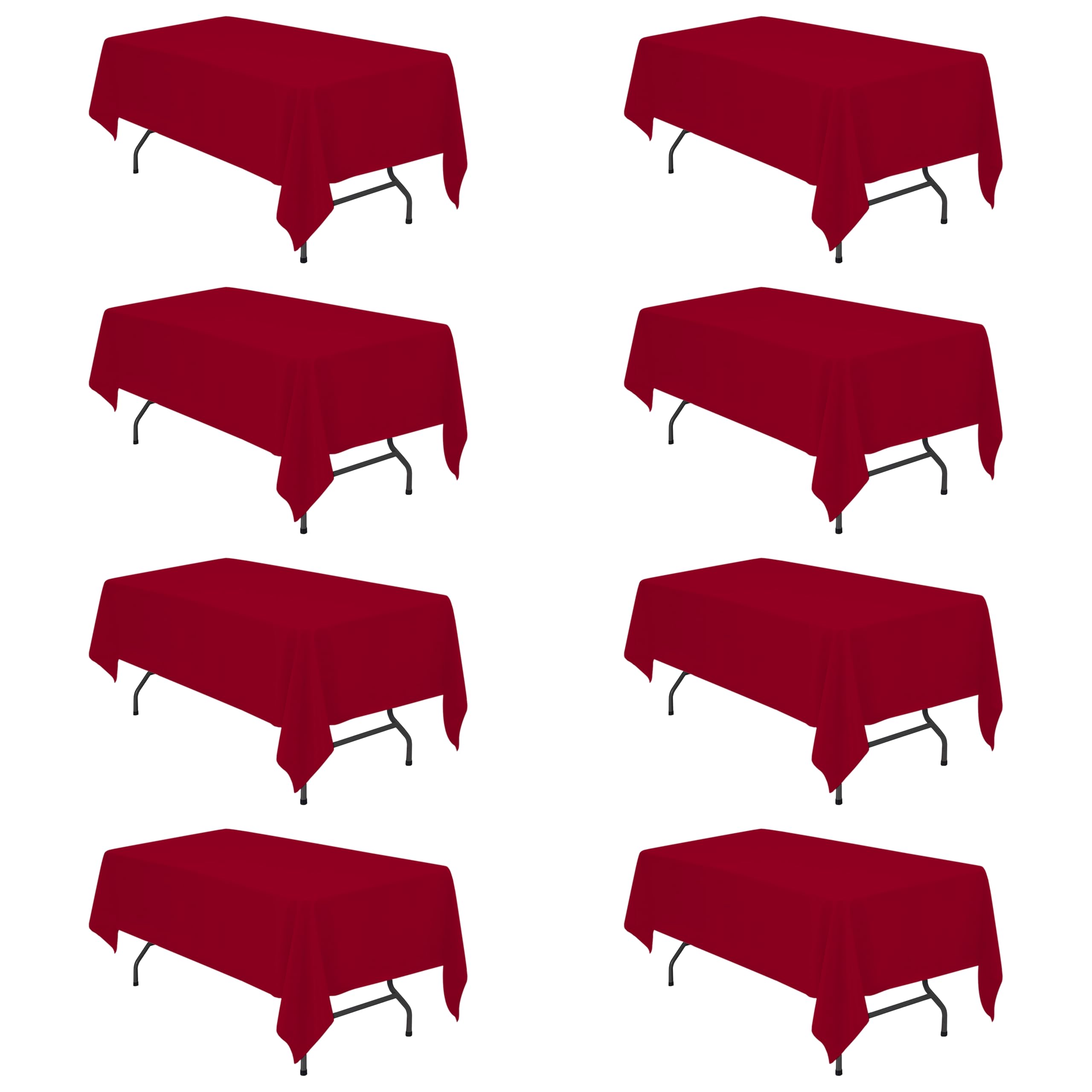 BRILLMAX 8 Pack Burgundy Tablecloths 60x102 Inch for 6ft Rectangle Tables