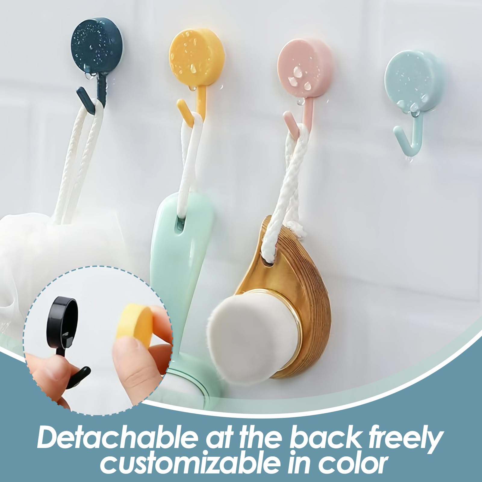 Gancio adesivo da parete, 10 pezzi piccoli colorati ganci da parete senza forare o chiodi, ganci per asciugamani da bagno per appendere la stanza, cucina, il soffitto, appendere la parete, porta