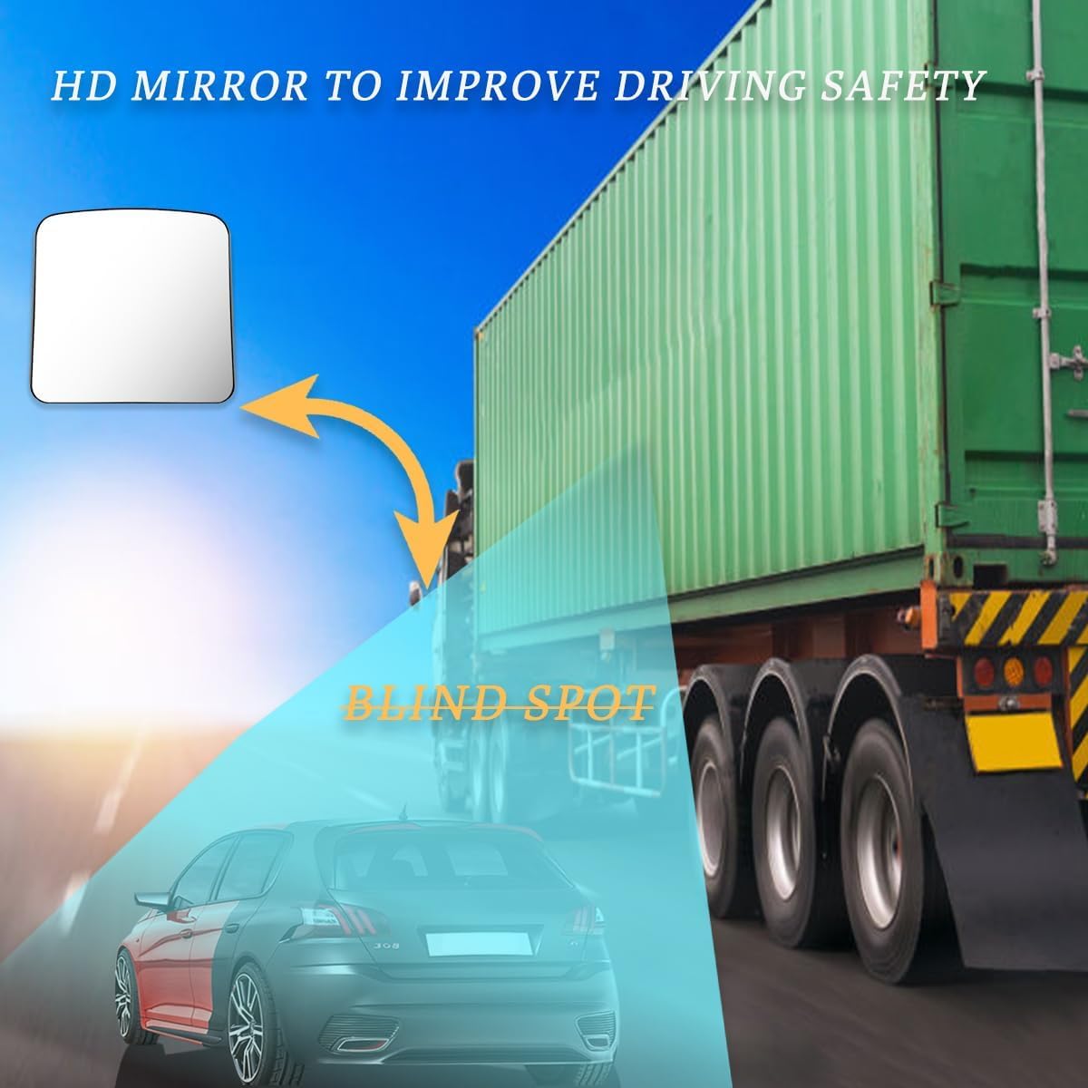 Smaller Mirror for International ProStar Workstar 2006-2017 Truck Side Door Lower Mirrors Lens Glass with Heated A Piece Black,Convex