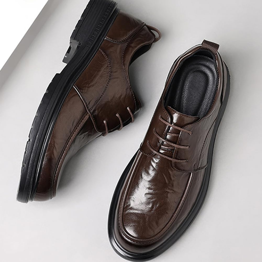 Uomo in Pelle Scarpe Eleganti | con Punta Arrotondata, con Lacci, Antiscivolo, Low Top, Party, Cerimonia, ufficio