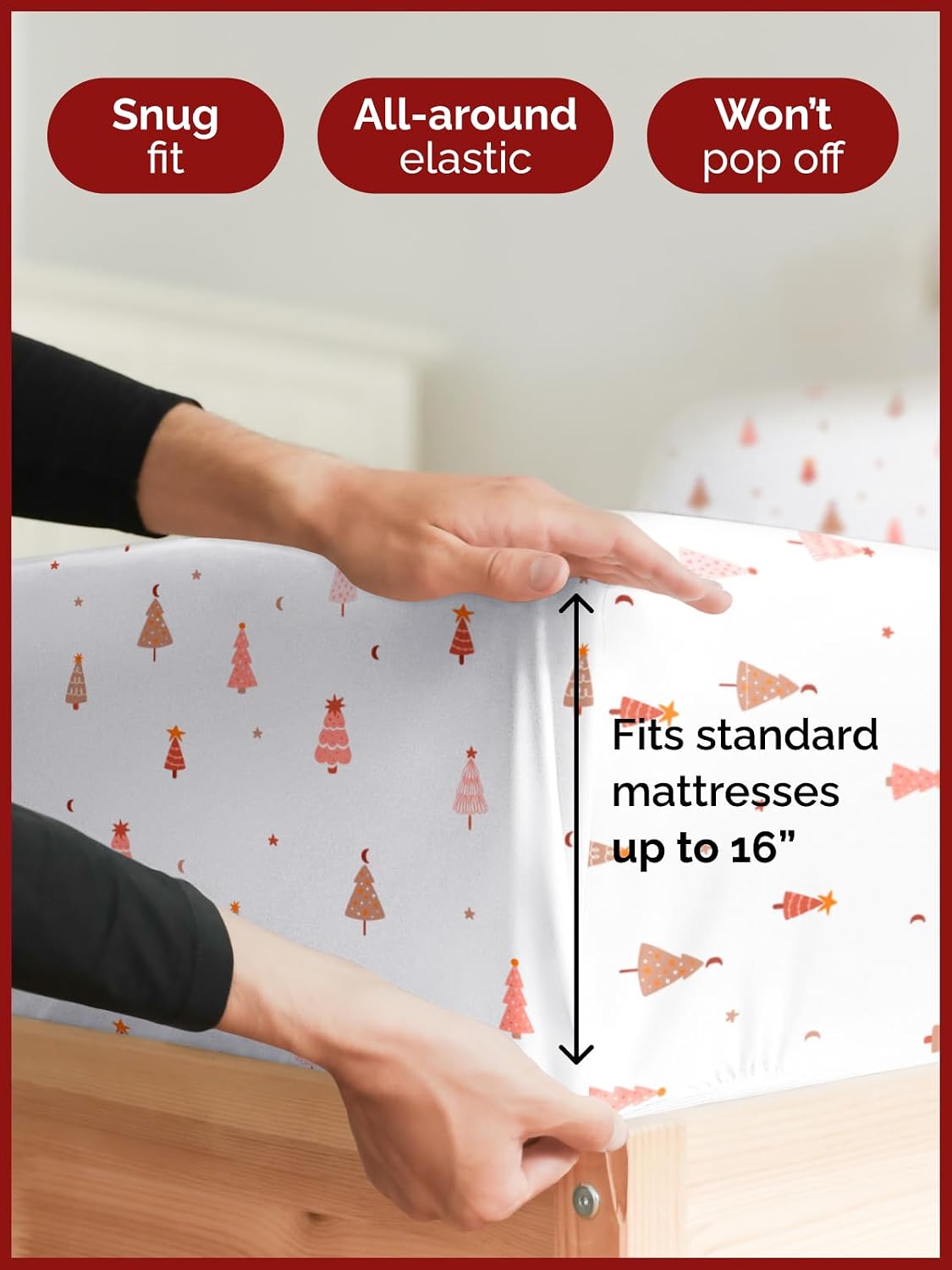 Queen Christmas Tree Sheet Set - Holiday Xmas Pattern Bedding Set - Deep Pockets - Snug Fit - 4 Piece - Wrinkle Free & Easy Care - Comfy Festive Winter - Holiday Sheets for Women, Men, Kids & Teens