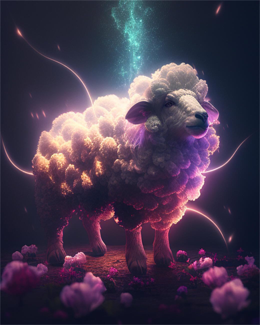 RKFLGEW DIY Seed Bead Embroidery Kits Colorful Sheep 40x50cm