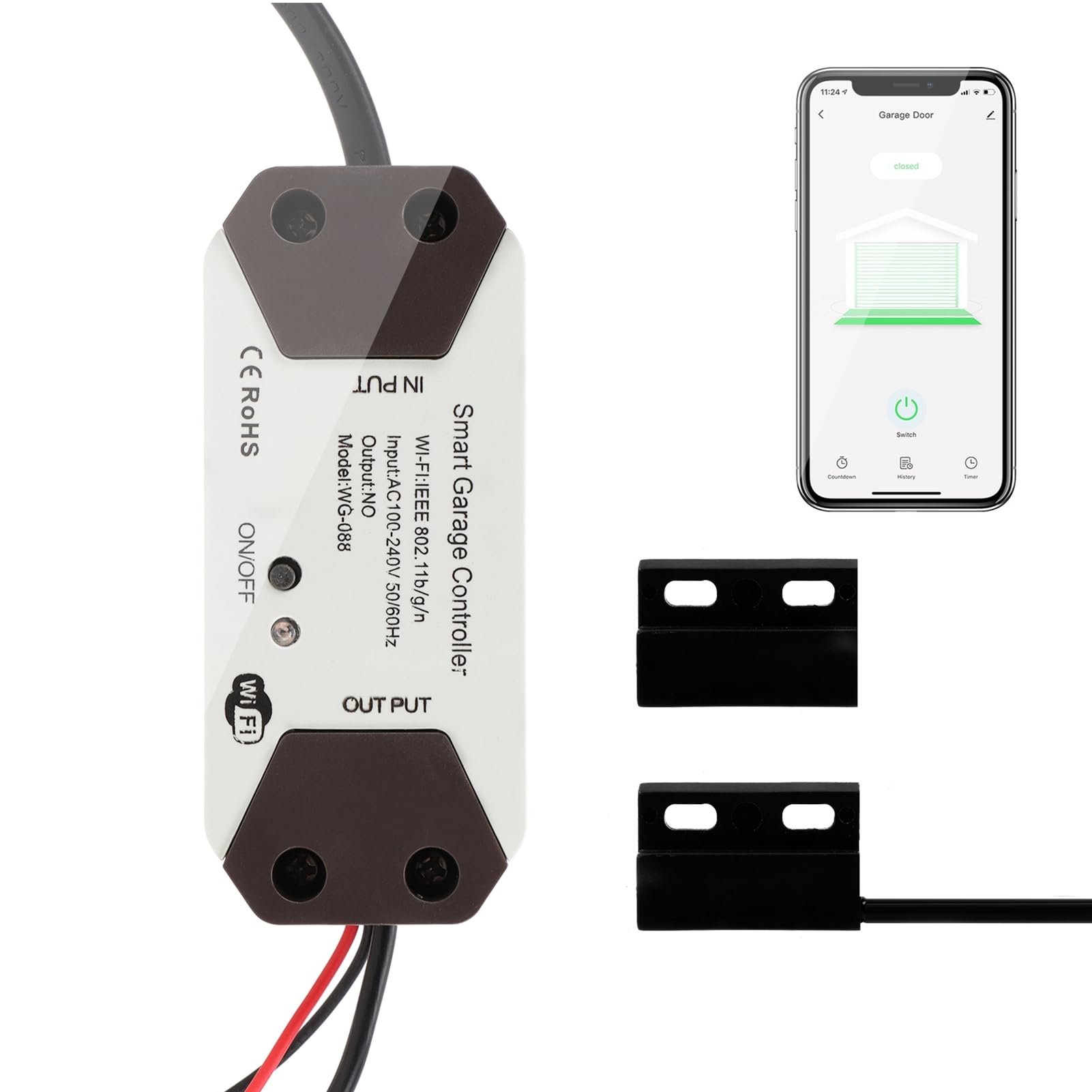 Smart Garage Door Opener Remote, Tuya Smart Life APP Control, Voice APP Remote Control for