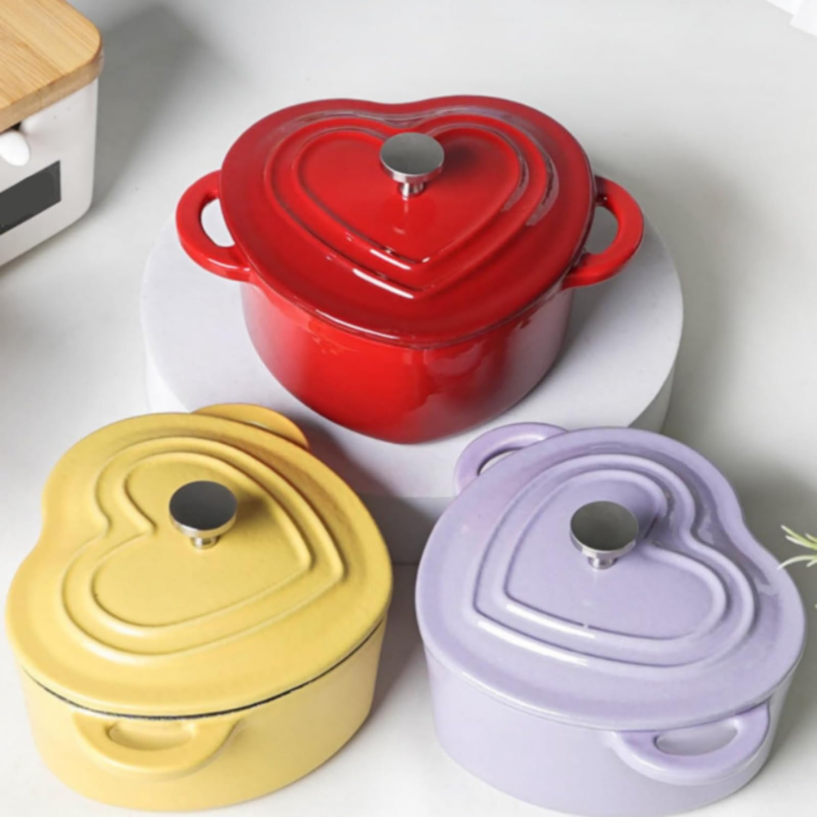 Amazon.com: Yellow,Mswborml Heart-Shaped Dutch Oven Pot Small, Non 
