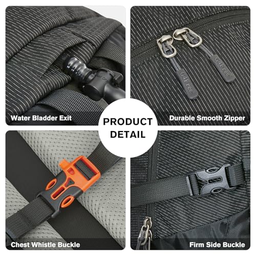 G4Free 30L Lightweight Hiking Backpack for Men Women, Airline Approved Day Pack for Travel, Bussiness Work, Easy Hike(Black)4