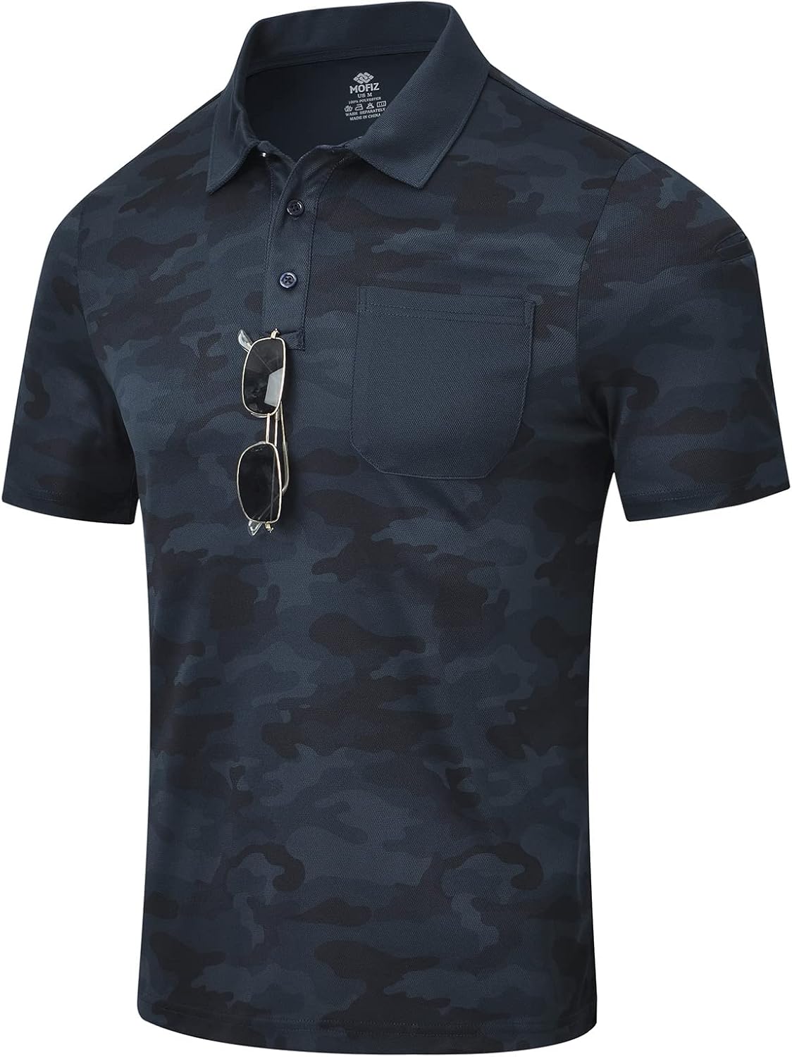 MoFiz Men's Camo Polo Golf Shirt Hiking Dry Fit Short Sleeve T-Shirts Pique Collared Polo Jersey - Image 2