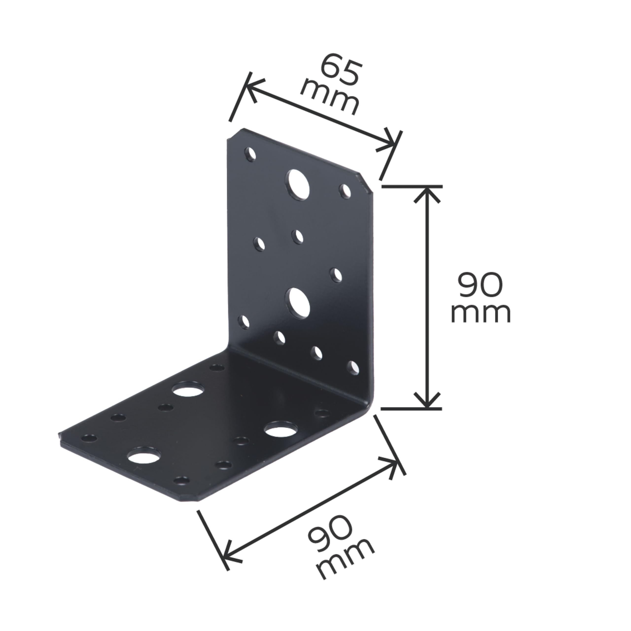 Alberts 824877 Équerre d'assemblage - noire - plastifiée - 90 x 90 x 65 mm | kit de 25