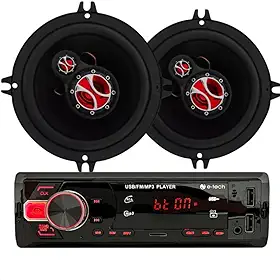 Kit Foxer 6"+ Radio Bluetooth USB MP3; Som Automotivo First Option + Par Alto Falante 6 Polegadas 120 Watts Rms, Tnt Full