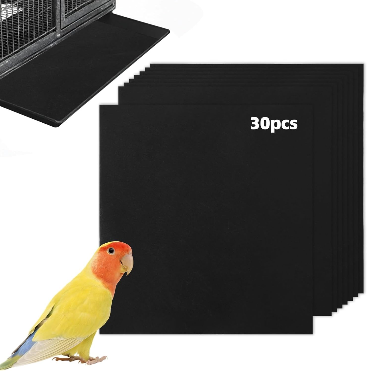 30-Pack 18 X 20 in Bird Cage Liners, Absorbent Felt Pads for Parrots, Hamsters, Rabbits, and More, Customizable for Different Cage Sizes