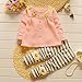 Asherangel Toddler Girls Cardigan Top Striped Leggings Pant Clothing Set Outfits Pink 2T